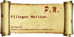 Pilinger Meliton névjegykártya